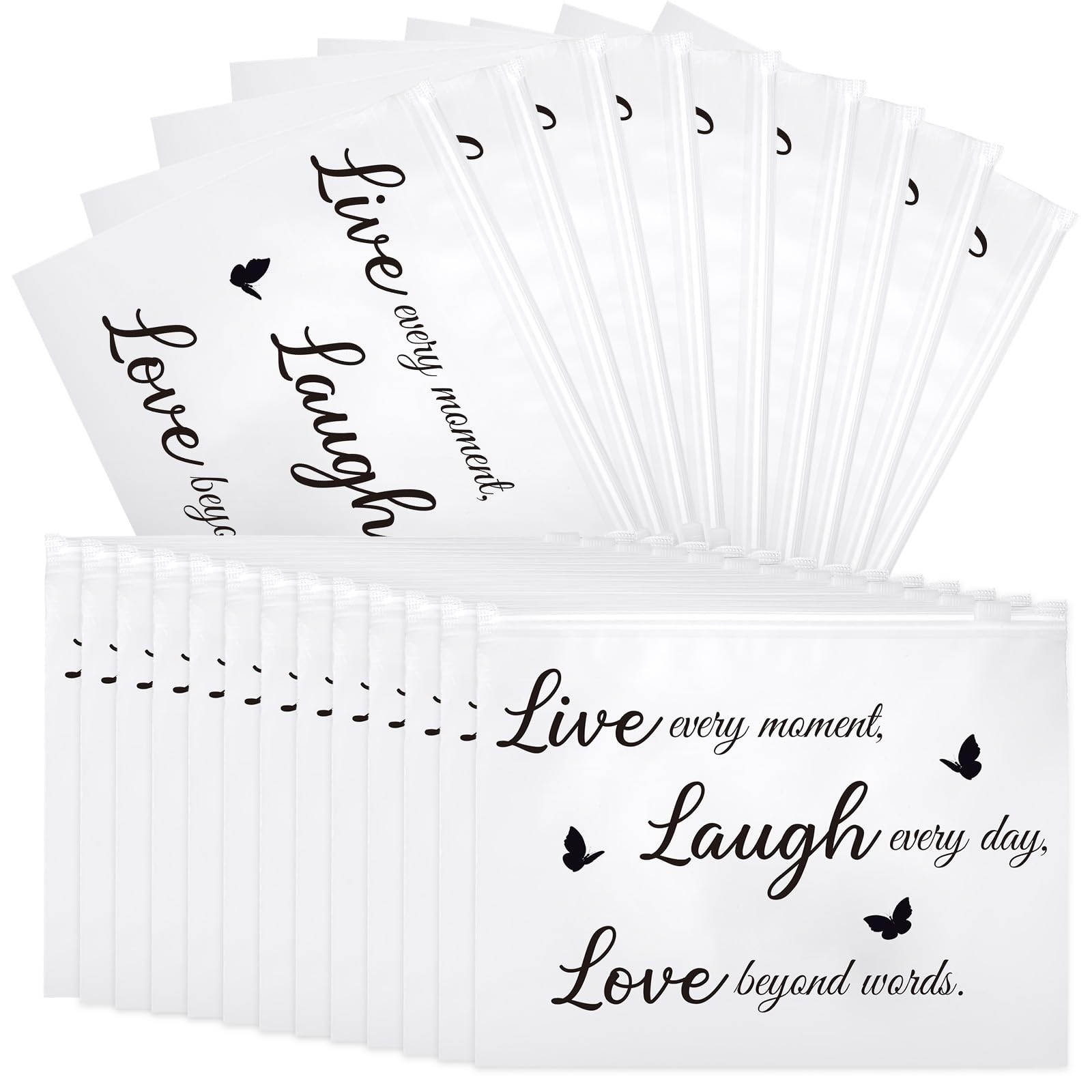 100 Pcs Inspirational Gifts for Girls Women Travel Cheer Makeup Bag Bulk Loved Quotes Cosmetic Bags with Zipper Thank You Encour