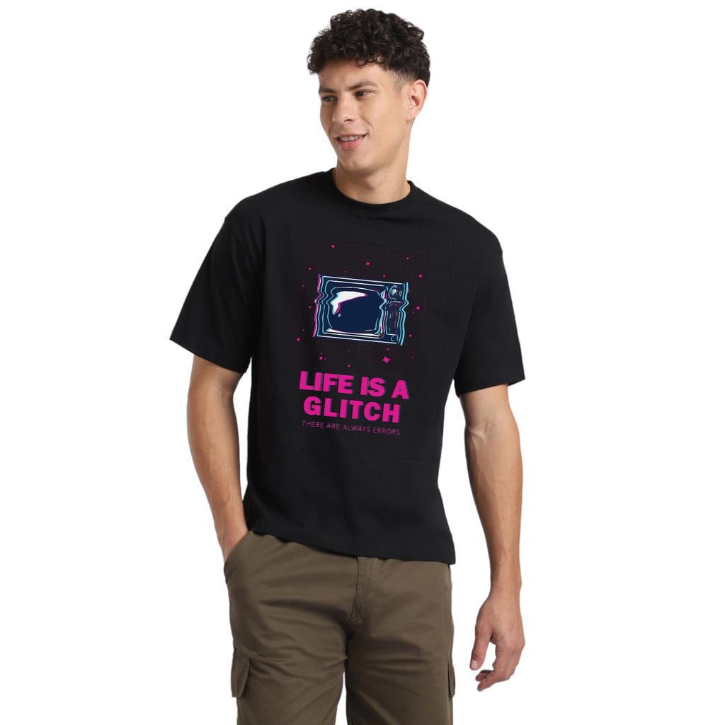 Nobero MenS Solid Oversized Fit T-Shirt (1M-Twrt-C0735_Black
