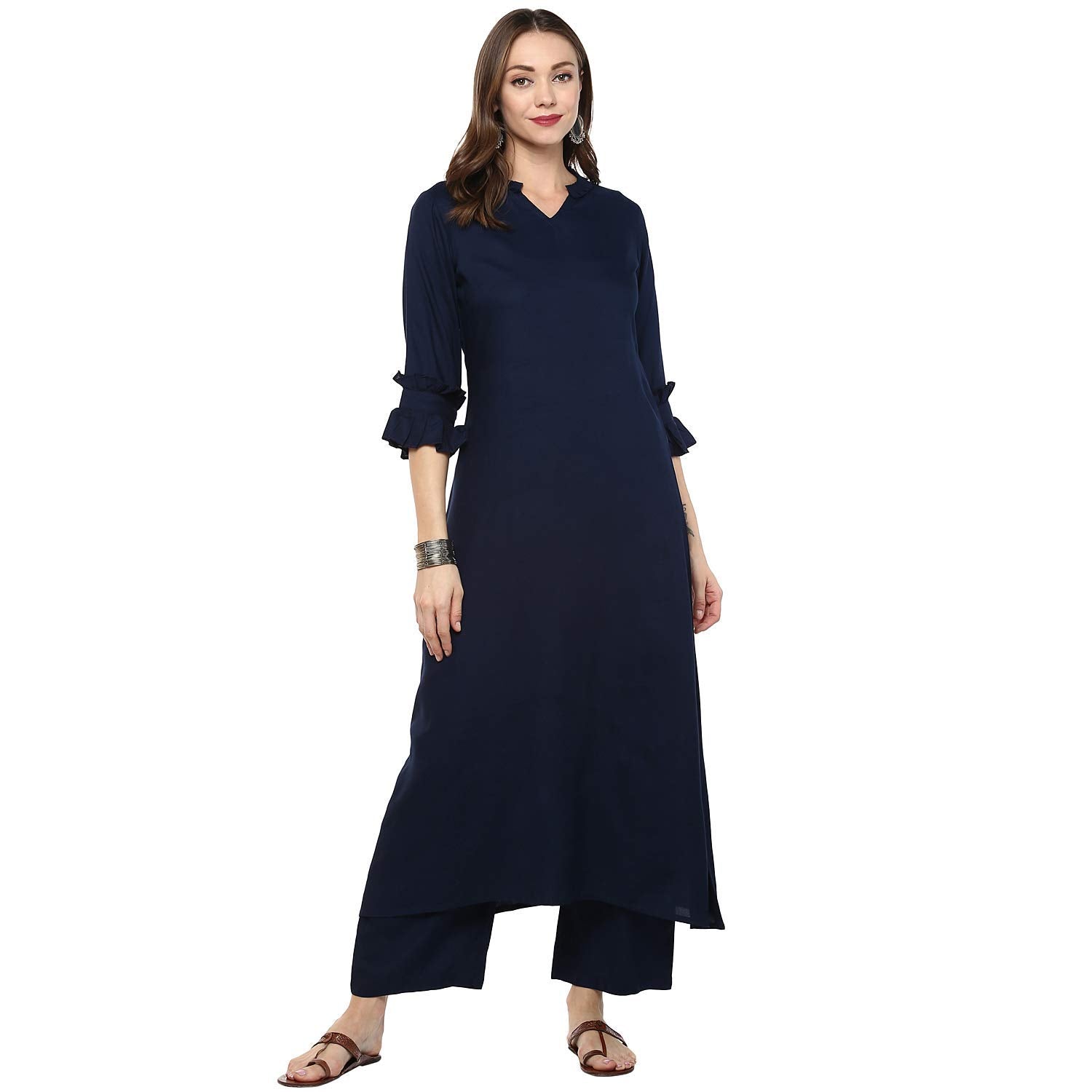 Idalia Women'S Cotton Blend Solid Regular Kurti