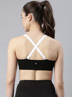 Enamor Womens Plush Lined Medium Impact Eco-Friendly Antimicrobial Cotton Non Padded Wire Free Full Coverage Slip On Sports Bra
