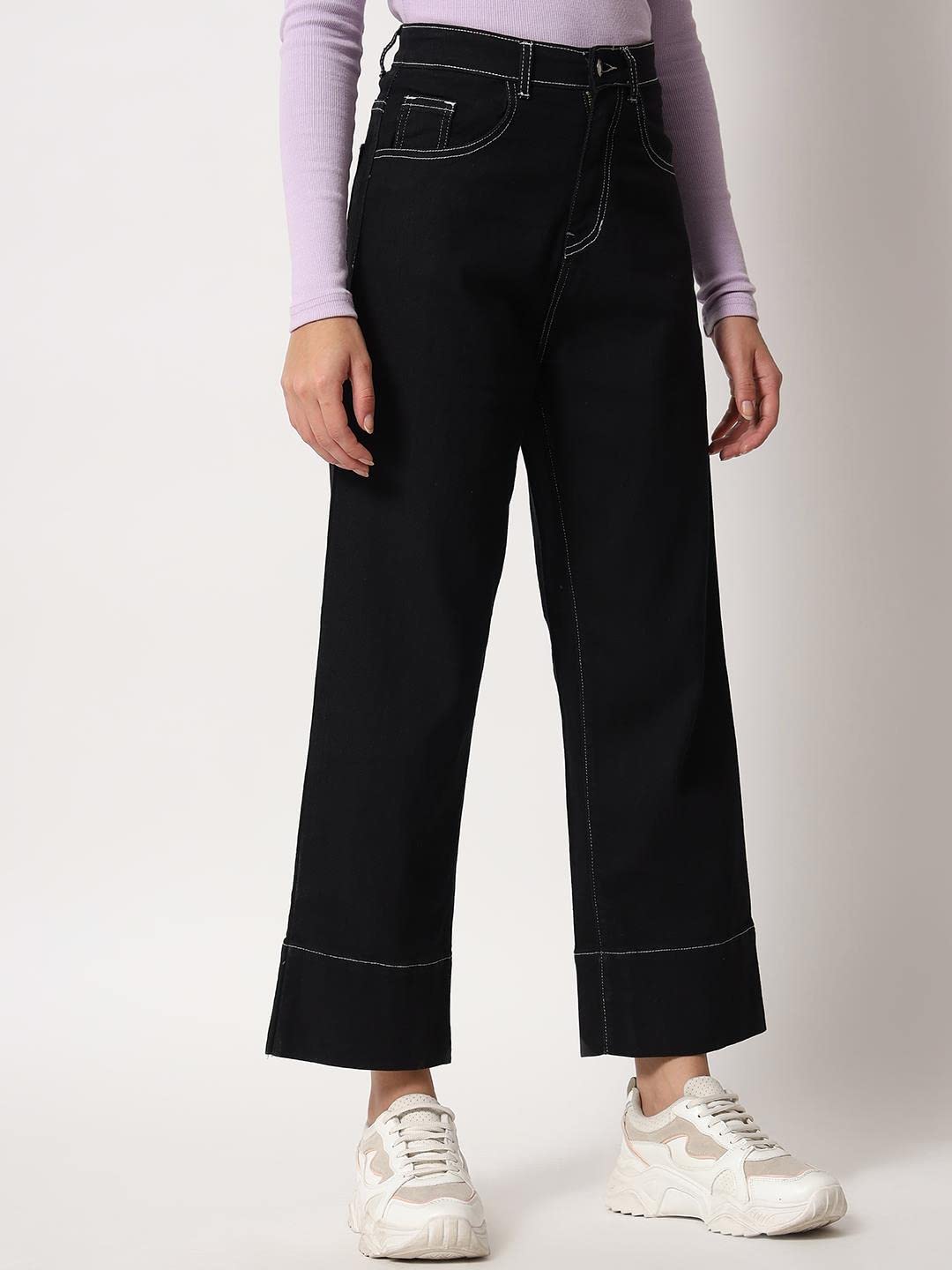 Kotty Womens Cotton Lycra Blend Straight Fit High Rise Jeans