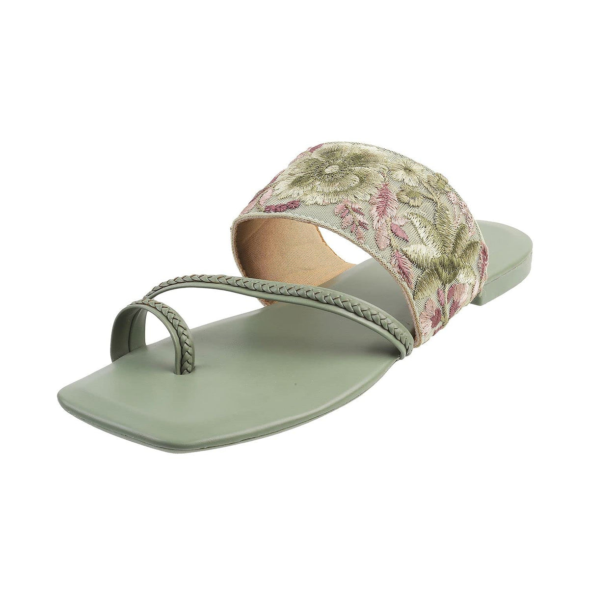 Mochi Womens Synthetic Green Slippers (Size (4 UK (37 EU)) 4-37