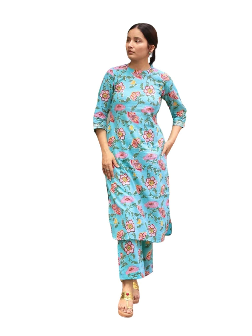 Greciilooks Women Rayon A-Line Regular Fit Kurta Set (Blue, Xx-Large)