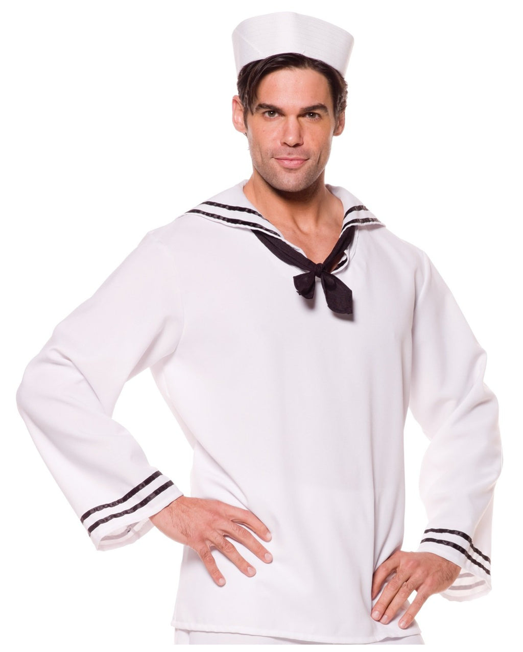 Underwraps Costumes Men's Sailor Costume - Shirt, White/Black, X-Large