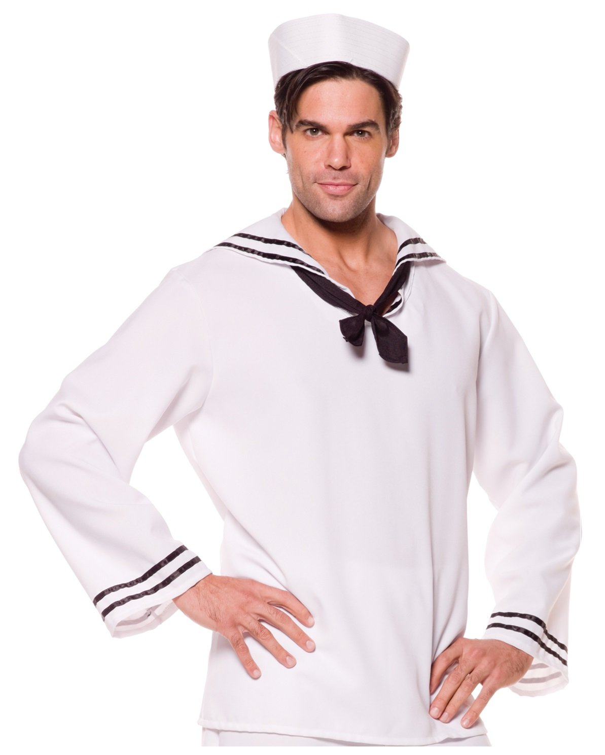 Underwraps Costumes Men's Sailor Costume - Shirt, White/Black, X-Large
