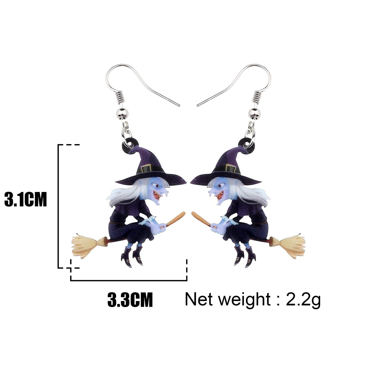 NEWEI Acrylic Halloween Broom Hat Witch Pumpkin Earrings Big Long Dangle Drop For Women Festival Jewelry Gifts Charm (Multicolor