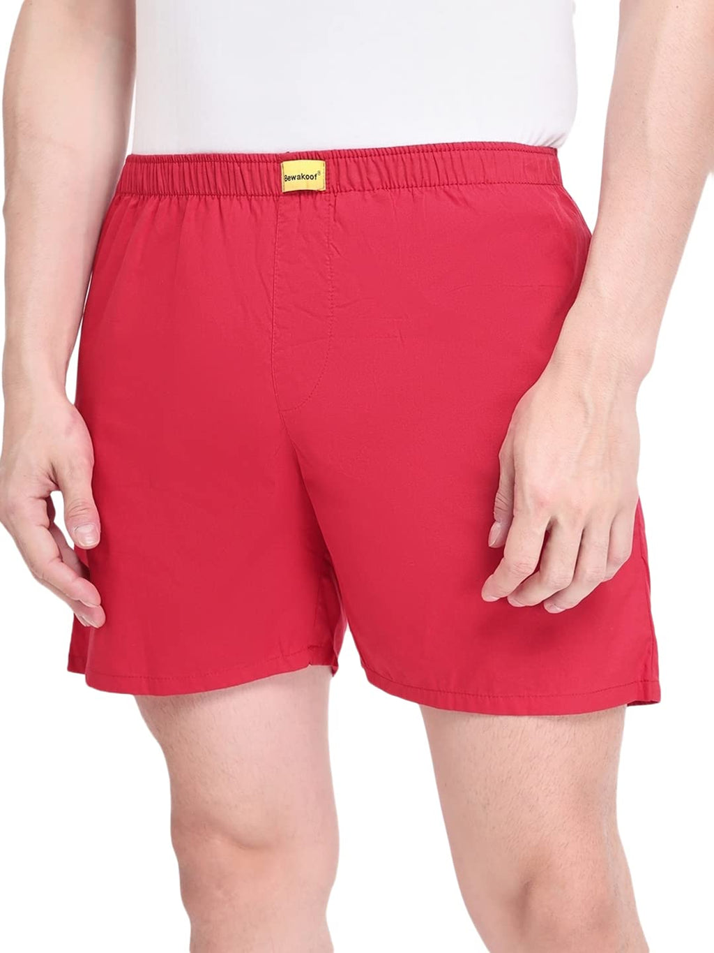 Bewakoof Mens Solid Cotton Blend Boxer - Regular Fit Red