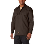 Dickies Mens Long Sleeve Work Shirt, Dark Brown, X-Large