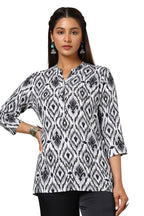 Soch Womens Grey Rayon Ikat Print Straight Tunic