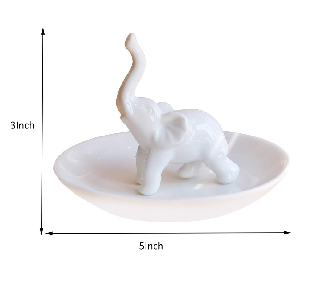 PUDDING CABIN White Elephant Ring Holder Dish Ring Tray for Jewelry | Elephant Gifts for Women Christmas | Birthday Gifts for Wo