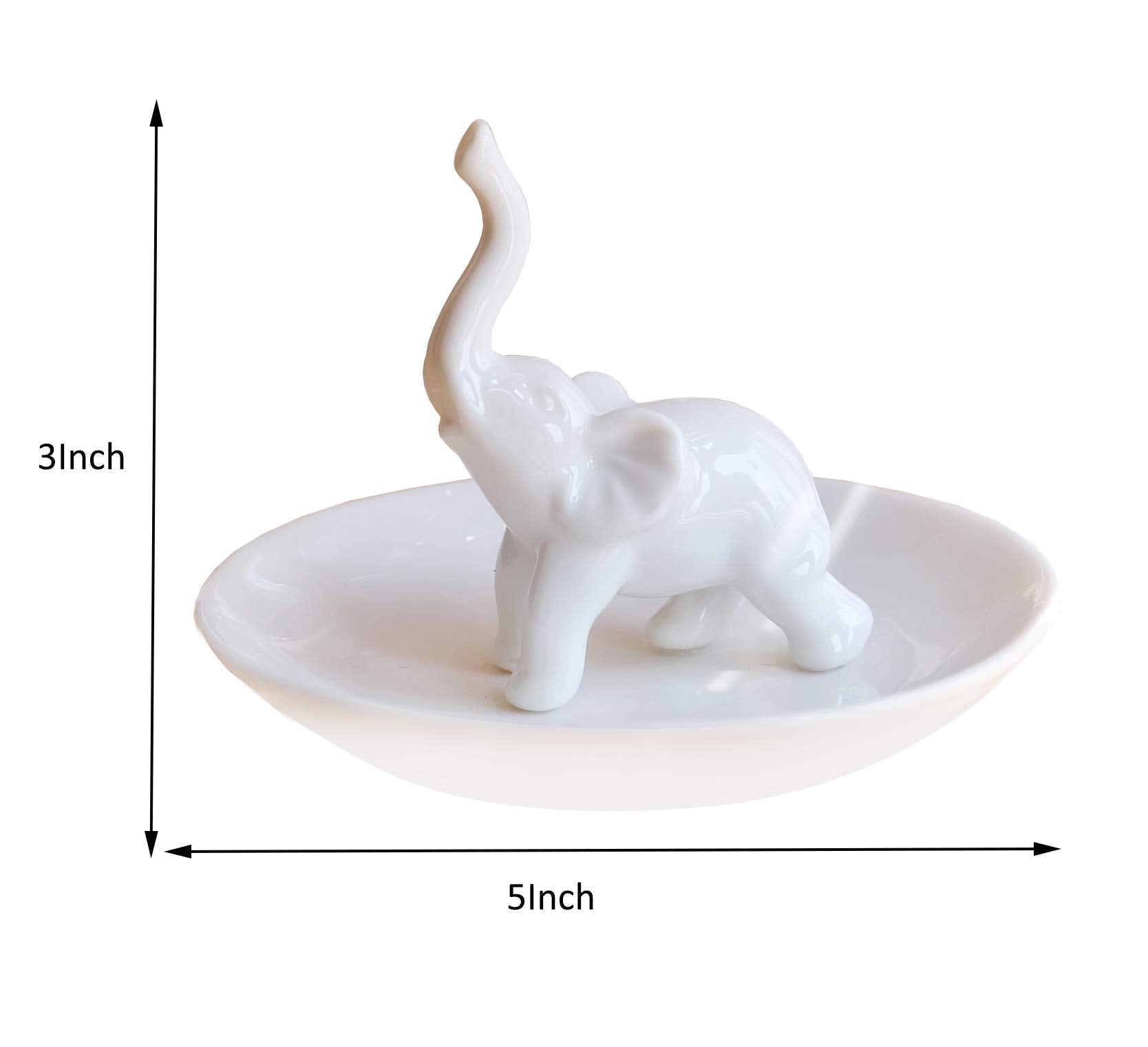 PUDDING CABIN White Elephant Ring Holder Dish Ring Tray for Jewelry | Elephant Gifts for Women Christmas | Birthday Gifts for Wo