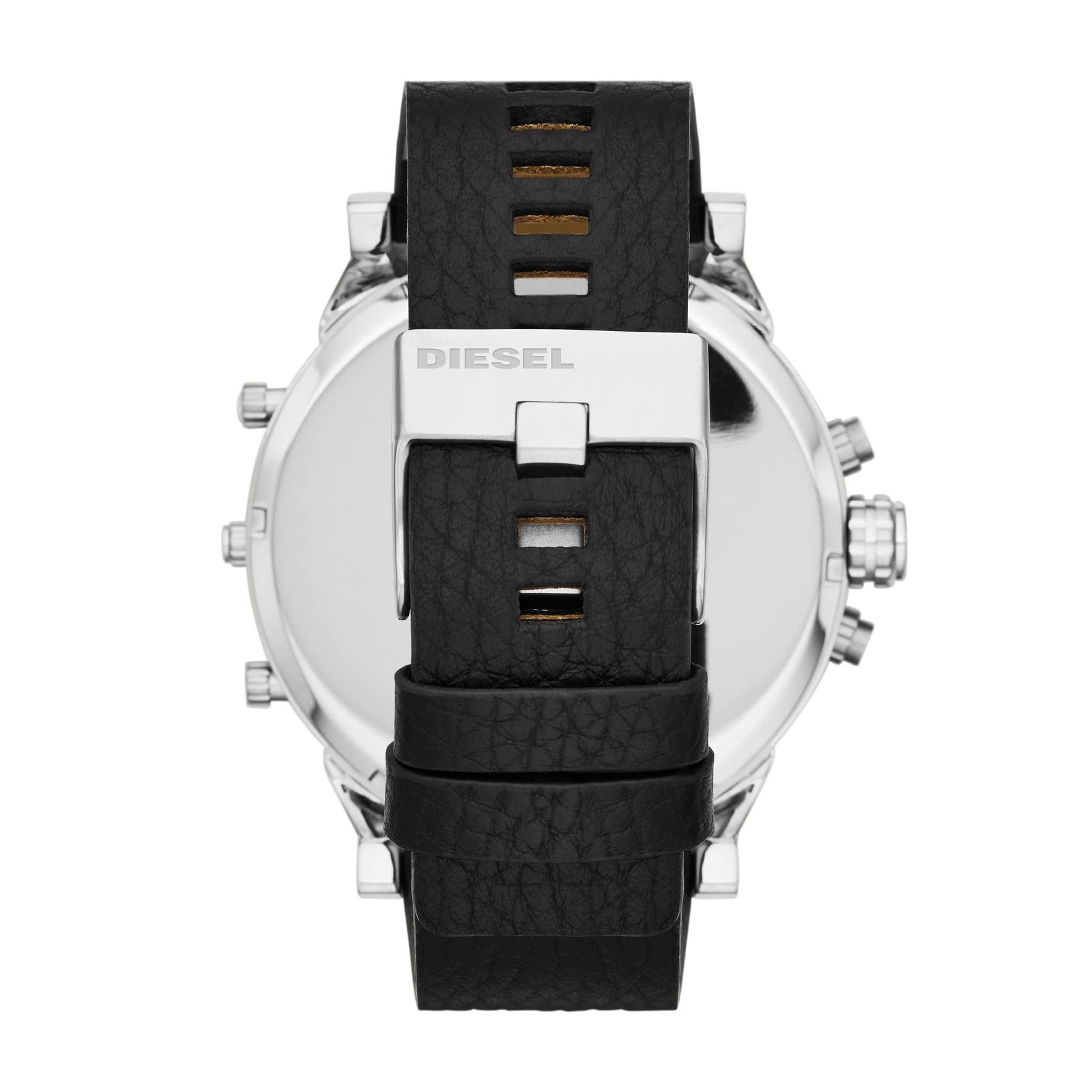 Diesel Mr. Daddy 2.0 Stainless Steel and Leather Chronograph Men's Watch, Color: Black/Silver (Model: DZ7313)