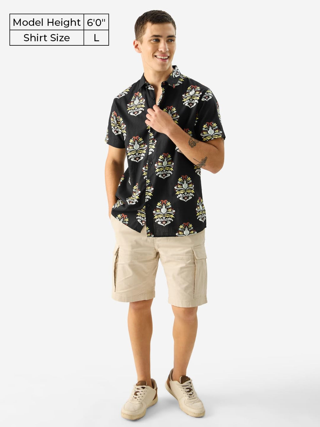 The Souled Store Sierra Black Short Sleeve Button Down Collared Printed Regular Fit Cotton Summer Shirt for Men & Boys