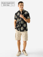 The Souled Store Sierra Black Short Sleeve Button Down Collared Printed Regular Fit Cotton Summer Shirt for Men & Boys