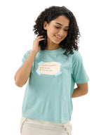 The Souled Store Originals: Sticky Note 100% Cotton Women & Girls Short Sleeve Round Crew Neck Blue Graphic Printed Regular Fit 