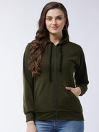 Pivl Full Sleeve Solid Women Sweatshirt_Olive, M
