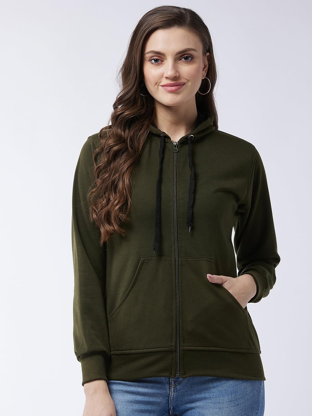 Pivl Full Sleeve Solid Women Sweatshirt_Olive, M