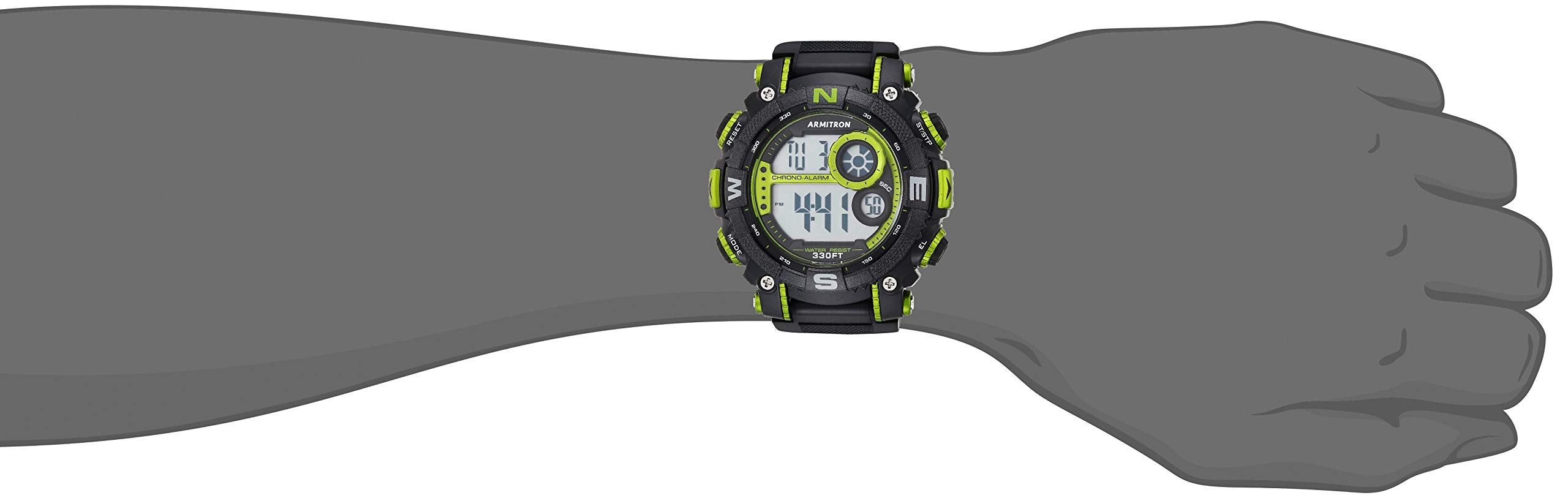 Armitron Sport Men's 40/8284LGN Lime Green Accented Digital Chronograph Black Resin Strap Watch