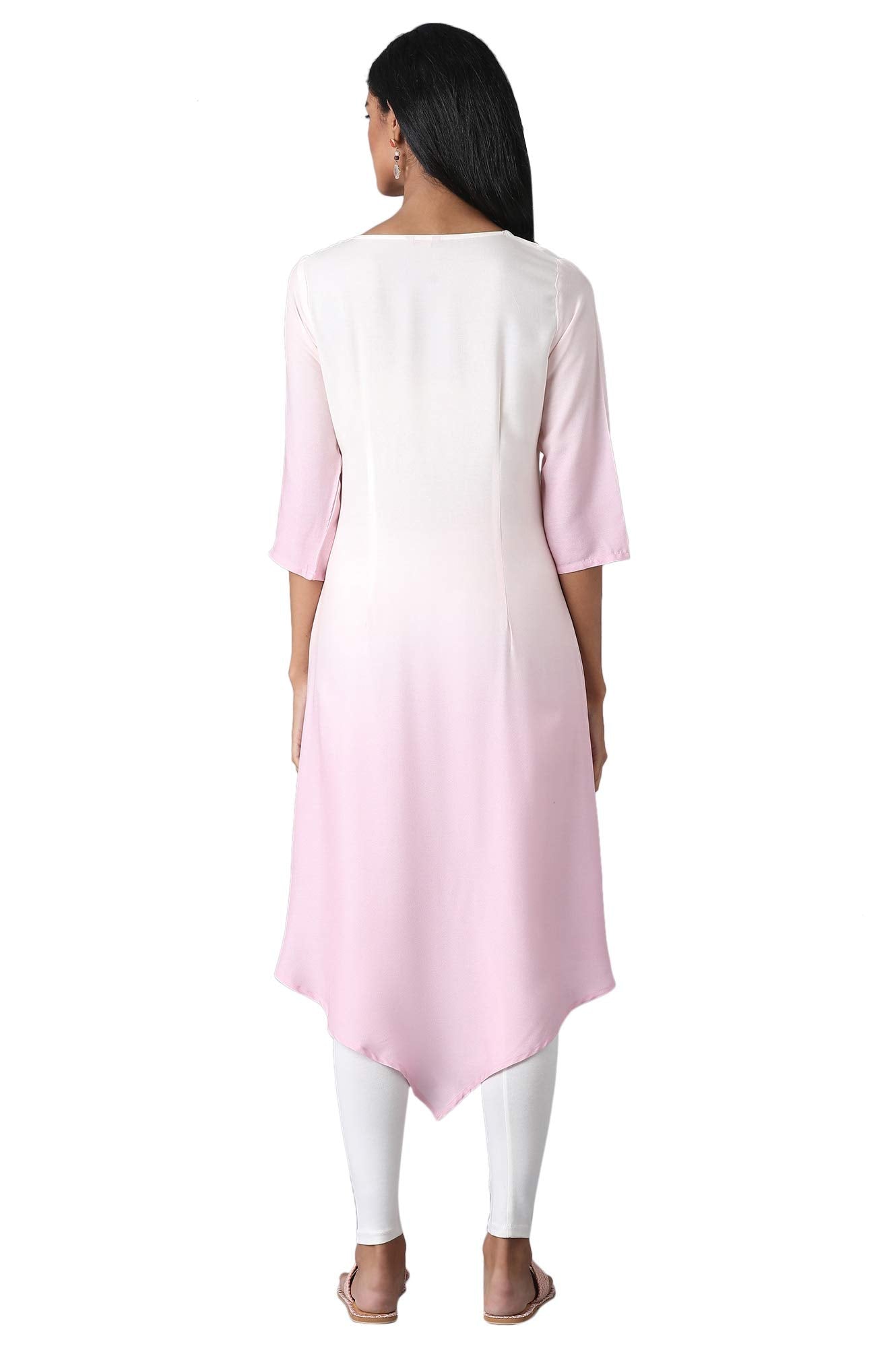W For Woman Bubblegum Pink Asymmetric Kurta