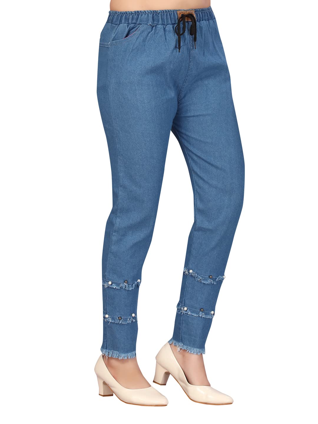 Aarika Girls Blue Colour Beads Emballished Denim Jeans (12-16 Years)