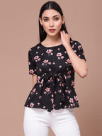 OOMPH! Tops for Women Stylish Latest, Black - mt490