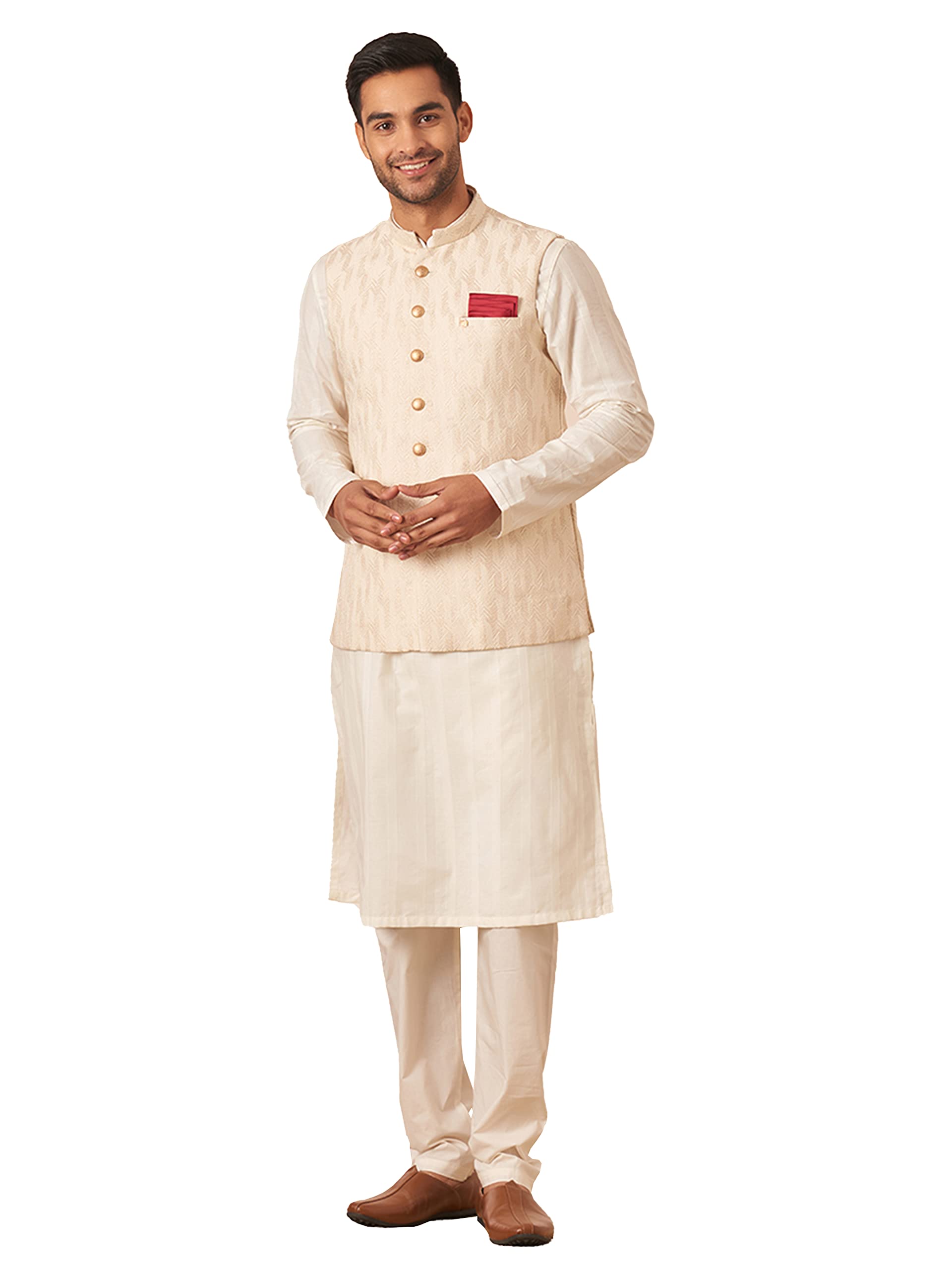 Manyavar Mens Jacket, Nehru Jacket For Men, Ethnic Jacket For Festival, Anniversary, Wedding, Party, Sleevless Jacket All Over S