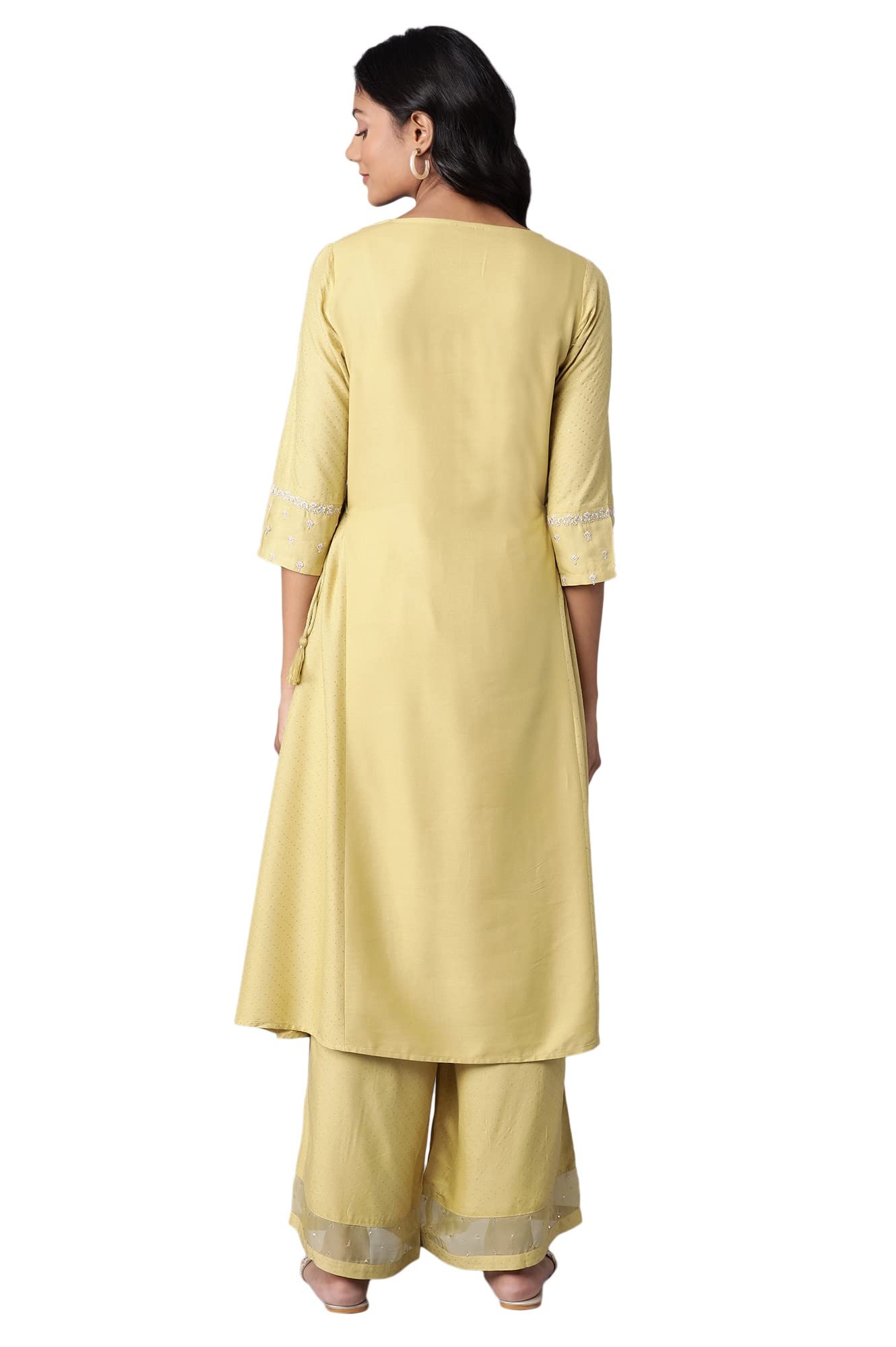 W For Woman Women'S Viscose Solid Panelled A-Line Kurta