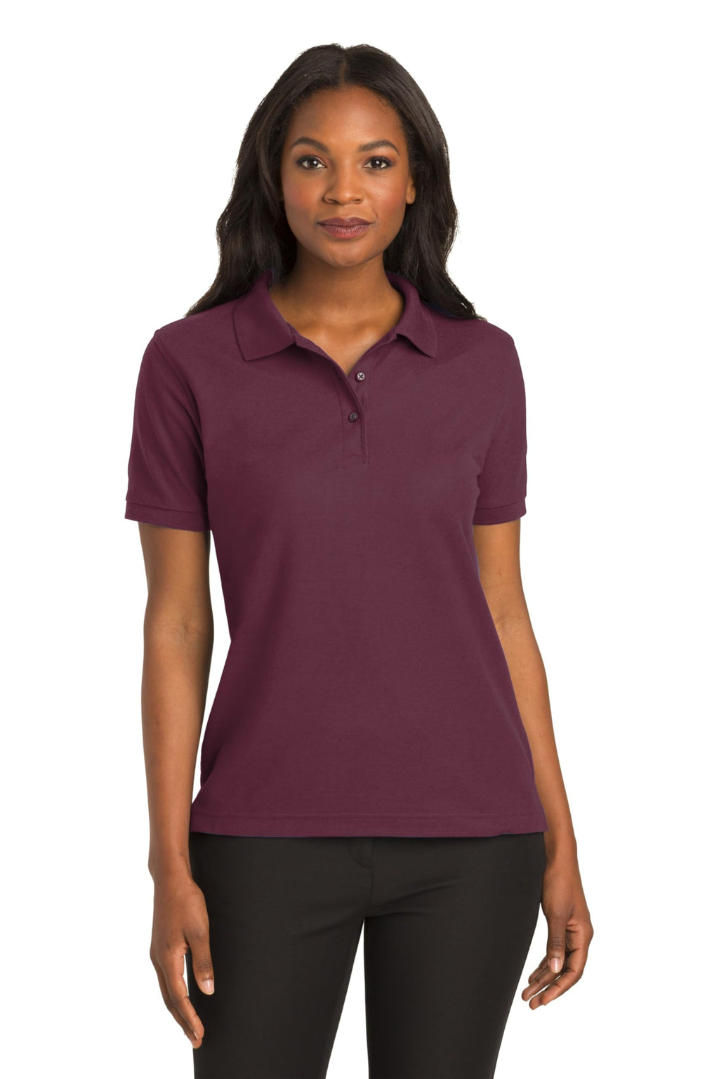 Port Authority Ladies Silk Touch Polo S Burgundy