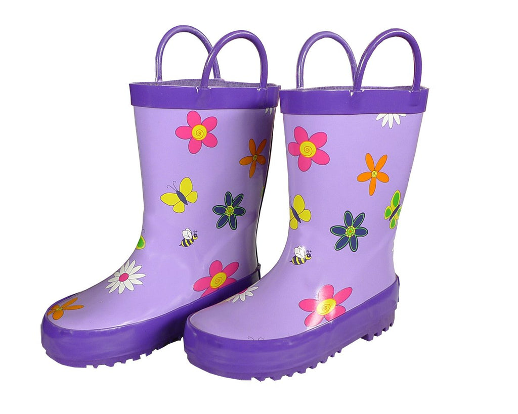 Foxfire FOX-600-70-9 Childrens Lavender Flower Rain Boot - Size 9