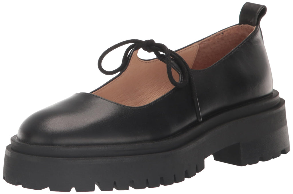 Steve Madden Women's Landon Mary Jane Flat, Black Leather, 9