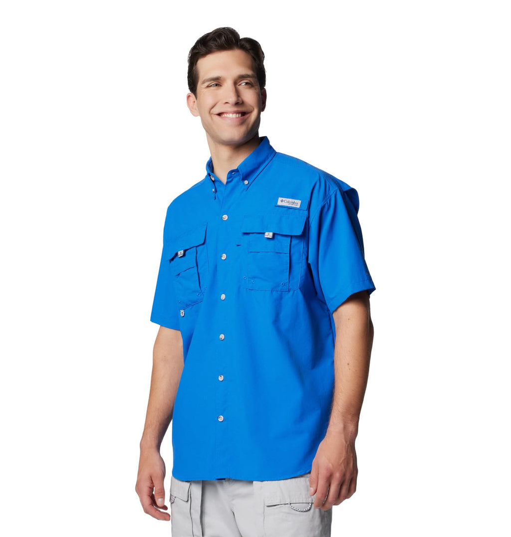 columbia Mens Bahama II UPF 30 Short Sleeve PFg Fishing Shirt, Vivid Blue, Small