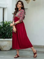 ANNI DESIGNER Womens Cotton Blend Regular Kurti (RUH-Maroon-Dress-an Large)