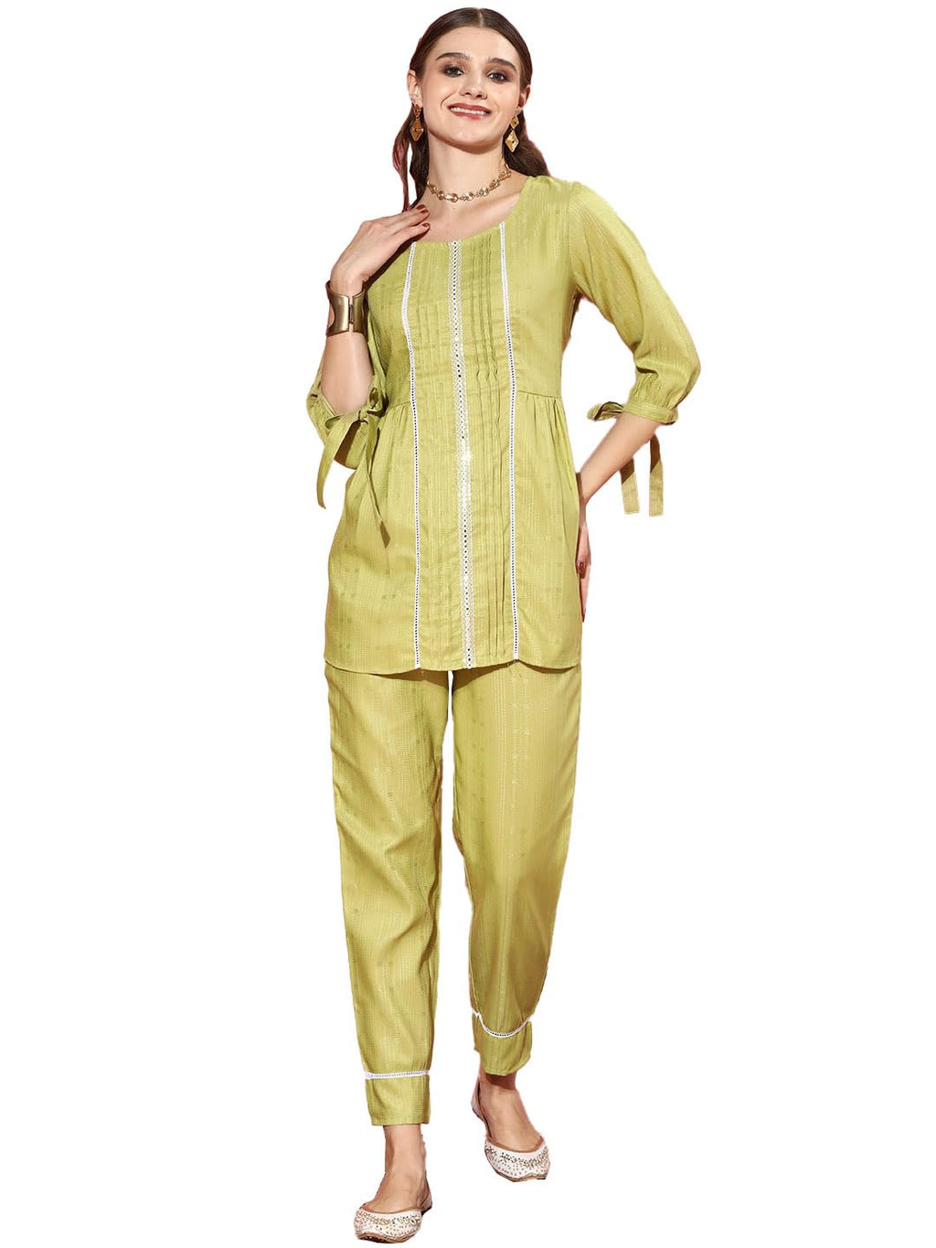 Stylum Womens Self Design Rayon Blend Kurti Pant Set