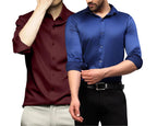 Deelmo Combo Of MenS Stylish Solid Satin Casual Shirt For Men Full Sleeves| Poly Satin Silk Shirt Pack Of 2