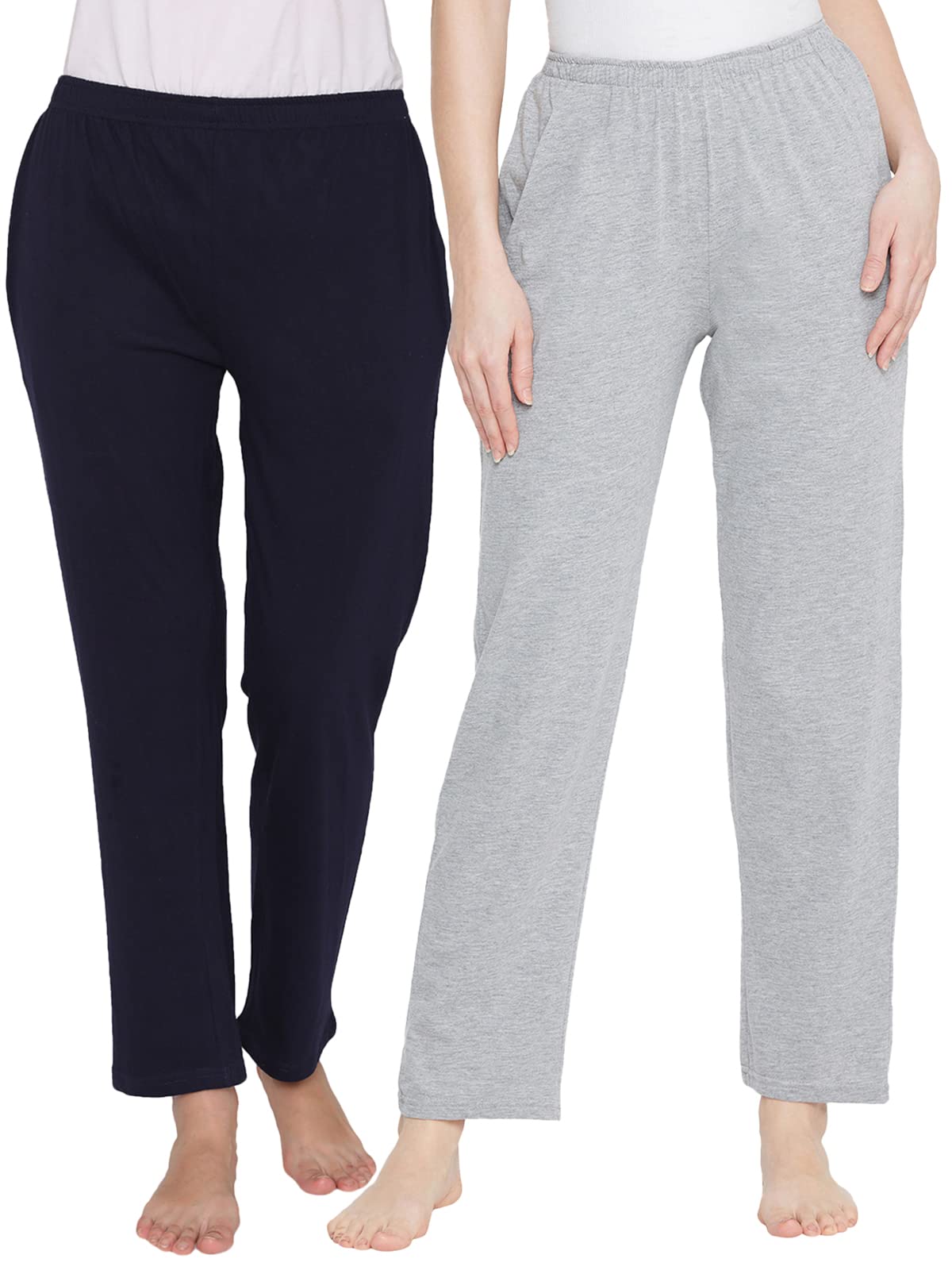 Clovia WomenS Crepe Pack Of 2 Basic Pyjama (Combolb27_Black & Grey_M)