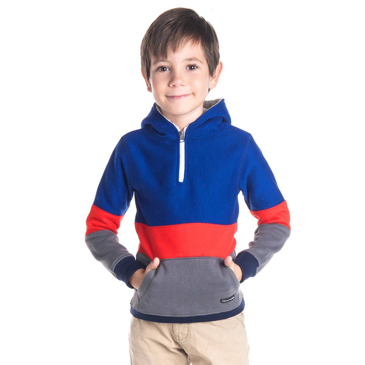 Cherry Crumble California Unisexs Cotton Blend Hooded Neck Sweatshirt (CTWSSWSHRT2359_GreyRed_1824 Months) 18-24
