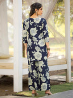 Tee Projekt Cotton Ethnic Wear Co Ord Set For Women | Festive Co Ord Set For Women Navy Blue