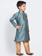 Jbn Creation Boys Full Sleeve Silk Blend Kurta Pyjama Set With Mandarin Collar - Perfect For Festivals, Rakshabandhan And Speci