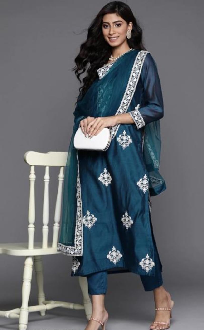 Suppar Sleave Embroidered Salwar Suit For Women Party Kurta Set For Women Modern Ethnic Wear