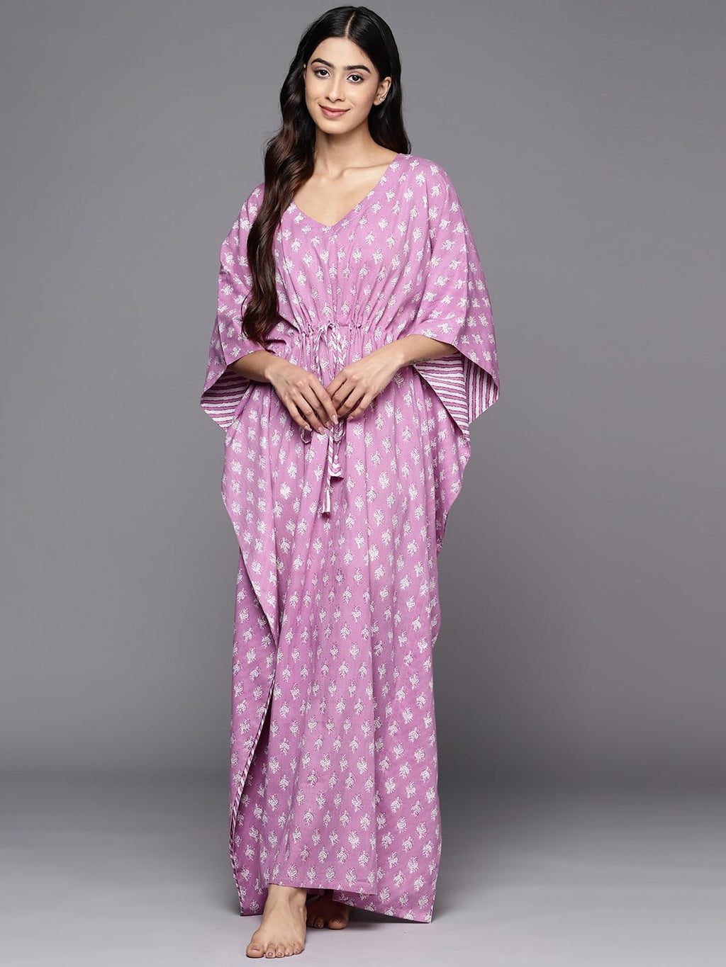 Libas Womens Printed Cotton Kaftan Night Dress For Women