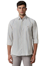 Louis Philippe MenS Cotton Striped Slim Fit Shirt (Lysfcslp058964_Multicolour, 42