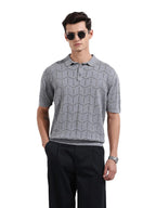 The Indian Garage Co Mens Oversized Fit Textured Half Sleeves Neck Flat Knit Sweater