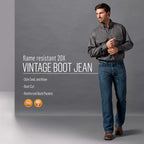 Wrangler Riggs Workwear mens 20x Fr Vintage Boot Cut jeans, Dark Wash, 36W x 30L US