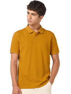 Bewakoof Mens Solid Regular Fit Half Sleeve Collared Neck Cotton Polo T-Shirt_685321_Yellow_XL