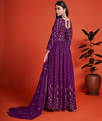 Fashion Basket Women'S Anarakali Kurta With Dupatta Set (Purple)