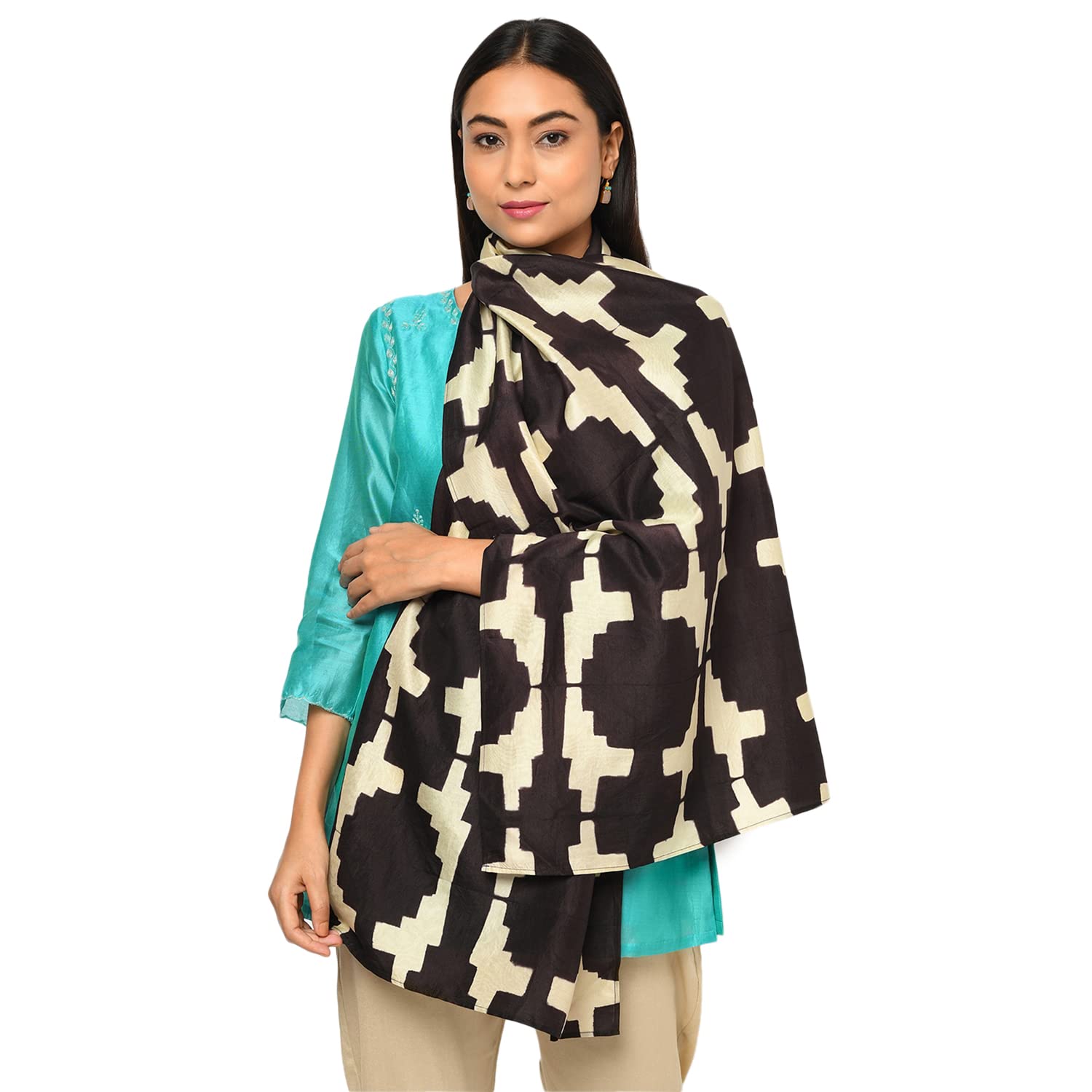 Fabindia Silk Off White Women Stoles (Off White-Free Size-10693306)