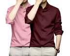 Deelmo Combo Of MenS Stylish Solid Satin Casual Shirt For Men Full Sleeves| Poly Satin Silk Shirt Pack Of 2