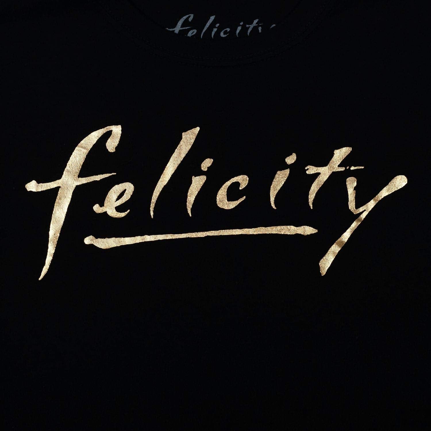 Felicity Gold Logo Junior's Black Cotton T-Shirt - Small