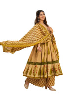 Wedani Rayon Printed Anarkali Kurta Set for Women Green