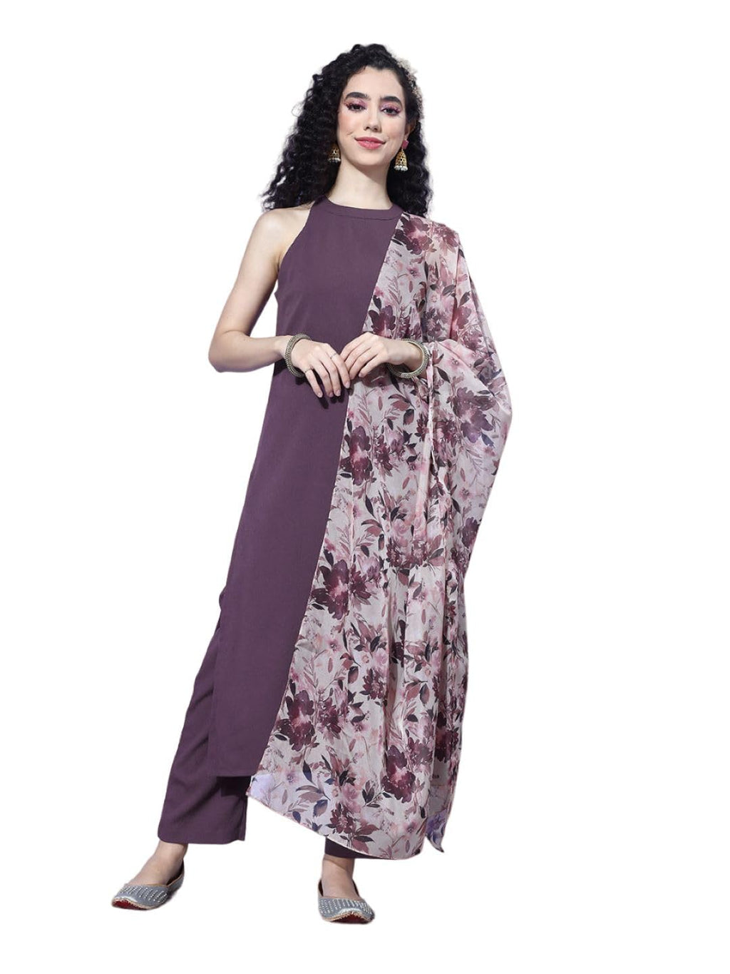 Varanga WomenS Crepe Regular Kurta Set (Nv_Vskd31467_Vardup1427_Purple